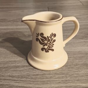 Cottagecore Vintage Pflatzgraff Village Creamer. Tan Ceramic with Brown accents.